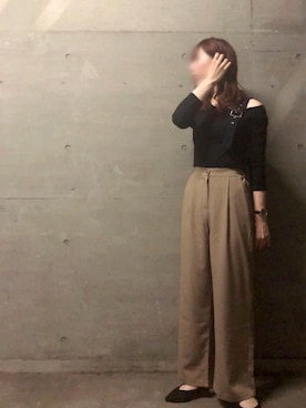 「アントマリーズ」｜「アイテム（スラックス）」を使った、Fumi⑅︎◡̈︎さん（レディース・166cm）の秋コーディネート