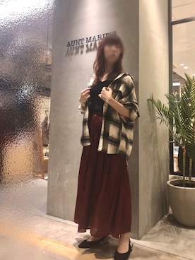 「アイテム（アナログ腕時計）」を使った、Fumi⑅︎◡̈︎さん（レディース・166cm）の秋コーディネート