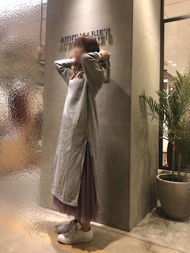 「fifth（フィフス）の[低身長サイズ有]チュールロングスカート（スカート）」を使った、Fumi⑅︎◡̈︎さん（レディース・166cm）の秋コーディネート