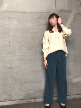 「アントマリーズ」｜「アイテム（スラックス）」を使った、Fumi⑅︎◡̈︎さん（レディース・166cm）の秋コーディネート