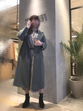 「チェックシャツワンピース」｜「アイテム（ジャケット/アウター）」を使った、Fumi⑅︎◡̈︎さん（レディース・166cm）の秋コーディネート