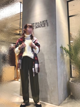 「アイテム（ストール/ショール）」を使った、Fumi⑅︎◡̈︎さん（レディース・166cm）の冬コーディネート