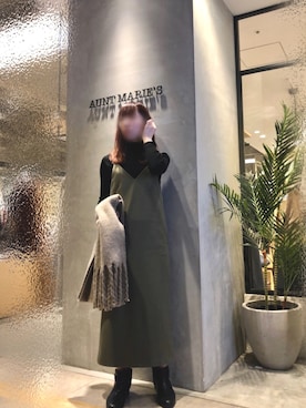 「アイテム（マフラー）」を使った、Fumi⑅︎◡̈︎さん（レディース・166cm）の冬コーディネート