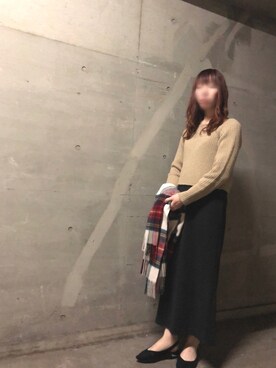 「アイテム（ストール/ショール）」を使った、Fumi⑅︎◡̈︎さん（レディース・166cm）の冬コーディネート