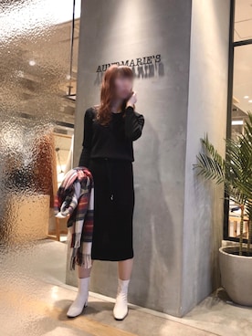 「nano・universe」｜「アイテム（ブーティ）」を使った、Fumi⑅︎◡̈︎さん（レディース・166cm）の冬コーディネート