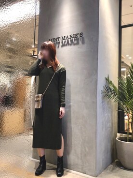 「UNIQLO（ユニクロ）のアイテム（ワンピース/ドレス）」を使った、Fumi⑅︎◡̈︎さん（レディース・166cm）の冬コーディネート