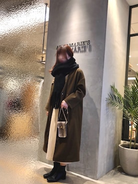 「アイテム（ノーカラージャケット）」を使った、Fumi⑅︎◡̈︎さん（レディース・166cm）の冬コーディネート