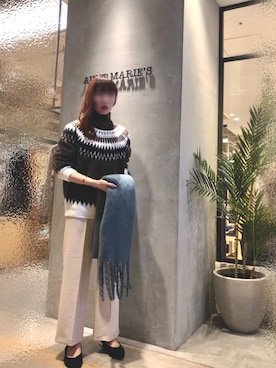 「アイテム（マフラー）」を使った、Fumi⑅︎◡̈︎さん（レディース・166cm）の冬コーディネート