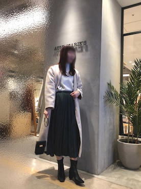 「アイテム（ノーカラージャケット）」を使った、Fumi⑅︎◡̈︎さん（レディース・166cm）の冬コーディネート