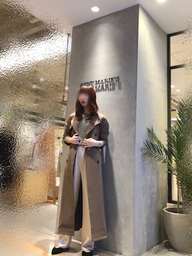 「アイテム（トレンチコート）」を使った、Fumi⑅︎◡̈︎さん（レディース・166cm）の冬コーディネート