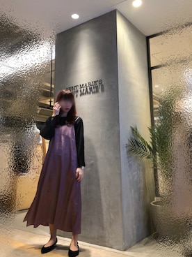 「サテンキャミワンピ」｜Fumi⑅︎◡̈︎さん（レディース・166cm）の冬コーディネート