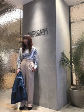 「マリンコーデ」｜「アイテム（デニムジャケット）」を使った、Fumi⑅︎◡̈︎さん（レディース・166cm）の春コーディネート