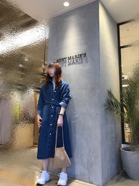 「アイテム（シャツワンピース）」を使った、Fumi⑅︎◡̈︎さん（レディース・166cm）の春コーディネート