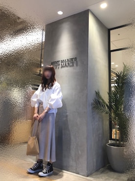 「SALON adam et rope'（サロン アダム エ ロペ）のアイテム（スカート）」を使った、Fumi⑅︎◡̈︎さん（レディース・166cm）の春コーディネート