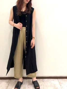 「Aunt Marie's（アントマリーズ）のAUNT MARIE'S フェイクレザースクエアサンダル（サンダル）」を使った、Fumi⑅︎◡̈︎さん（レディース・166cm）の夏コーディネート