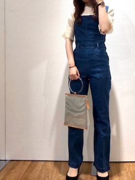 「アイテム（サロペット/オーバーオール）」を使った、Fumi⑅︎◡̈︎さん（レディース・166cm）の夏コーディネート