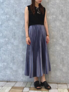 「Aunt Marie's（アントマリーズ）のAUNT MARIE'S フェイクレザースクエアサンダル（サンダル）」を使った、Fumi⑅︎◡̈︎さん（レディース・166cm）の夏コーディネート