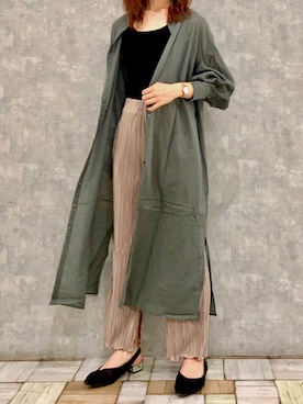 「アイテム（シャツワンピース）」を使った、Fumi⑅︎◡̈︎さん（レディース・166cm）の秋コーディネート