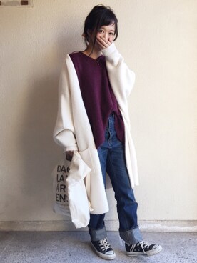 「JEANASIS（ジーナシス）のアイテム（その他アウター）」を使った、ｈaｒu ◎さん（レディース・153cm）の冬コーディネート