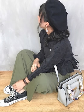 「OZOC（オゾック）のアイテム（チノパンツ）」を使った、ｈaｒu ◎さん（レディース・153cm）の秋コーディネート