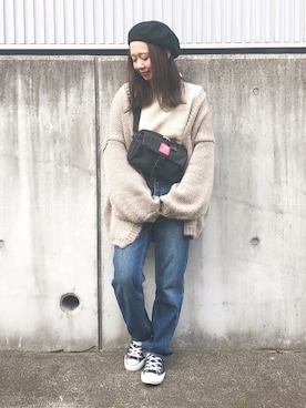 「titivate（ティティベイト）のボトルネックボリュームスリーブニット（ニット/セーター）」を使った、ｈaｒu ◎さん（レディース・153cm）の秋コーディネート