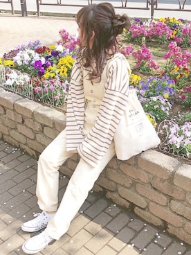 「GU（ジーユー）のアイテム（オールインワン・サロペット）」を使った、ｈaｒu ◎さん（レディース・153cm）の春コーディネート