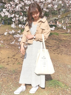 「GRL」｜「アイテム（ミリタリージャケット）」を使った、ｈaｒu ◎さん（レディース・153cm）の春コーディネート
