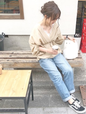 「シニヨン」｜ｈaｒu ◎さん（レディース・153cm）の春コーディネート