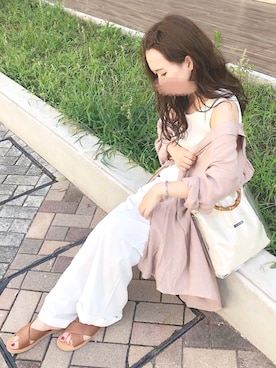 「GRL（グレイル）のクロスベルトデザインフラットサンダル（サンダル）」を使った、ｈaｒu ◎さん（レディース・153cm）の夏コーディネート