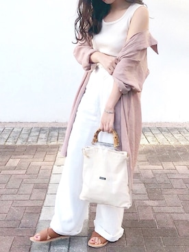 「GRL（グレイル）のクロスベルトデザインフラットサンダル（サンダル）」を使った、ｈaｒu ◎さん（レディース・153cm）の夏コーディネート