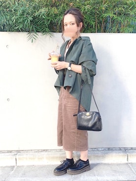 「秋のカフェオレコーデ」｜「アイテム（トレンチコート）」を使った、ｈaｒu ◎さん（レディース・153cm）の秋コーディネート
