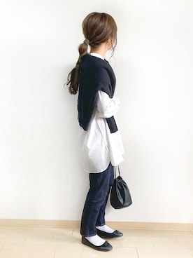 「ZOZO（ゾゾ）のスリムテーパードデニムパンツ［WOMEN］（デニムパンツ）」を使った、ｈaｒu ◎さん（レディース・153cm）の春コーディネート