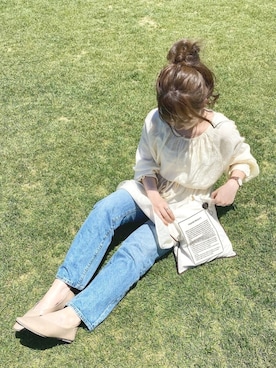 「one after another NICE CLAUP（ワンアフターアナザーナイスクラップ）のアイテム（チュニック）」を使った、ｈaｒu ◎さん（レディース・153cm）の夏コーディネート