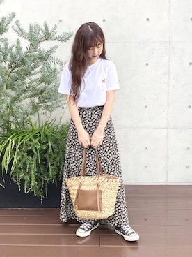 「GLOBAL WORK（グローバルワーク）のアイテム（かごバッグ）」を使った、ｈaｒu ◎さん（レディース・153cm）の夏コーディネート