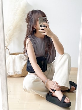 「chocomee（チョコミー）のアイテム（Tシャツ/カットソー）」を使った、ｈaｒu ◎さん（レディース・153cm）の夏コーディネート