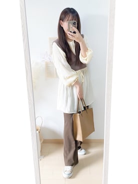 「one after another NICE CLAUP（ワンアフターアナザーナイスクラップ）のアイテム（チュニック）」を使った、ｈaｒu ◎さん（レディース・153cm）の秋コーディネート