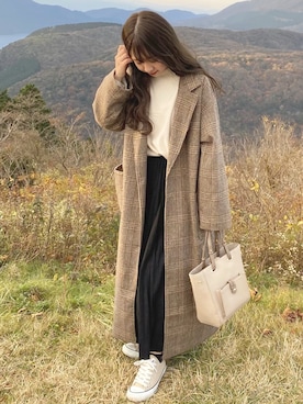 「kutir（クティール）のアイテム（チェスターコート）」を使った、ｈaｒu ◎さん（レディース・153cm）の秋コーディネート