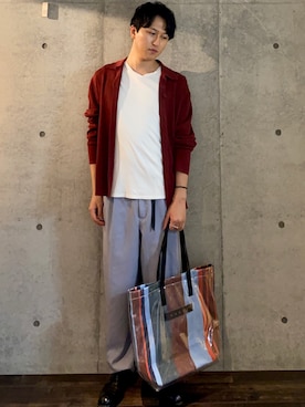 「DRIES VAN NOTEN（ドリスヴァンノッテン）のアイテム（カーディガン/ボレロ）」を使った、tkmnさん（メンズ・174cm）の春コーディネート