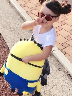 「X-girl（エックスガール）のアイテム（Tシャツ/カットソー、ホワイト系）」を使った、kairi_mamさんの夏コーディネート