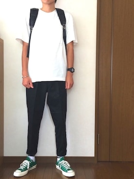 「アイテム（バングル/リストバンド）」を使った、tatsuさん（メンズ・180cm・20代）の夏コーディネート