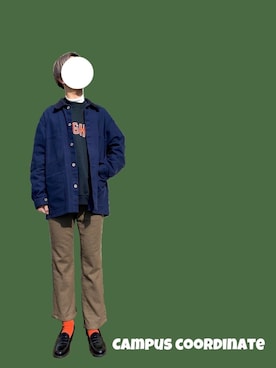 「HARUTA」｜「アイテム（カバーオール）」を使った、回帰 さん（メンズ・171cm）の冬コーディネート