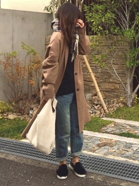 「Discoat Parisien」｜「アイテム（チェスターコート）」を使った、しずさん（レディース・156cm）の冬コーディネート