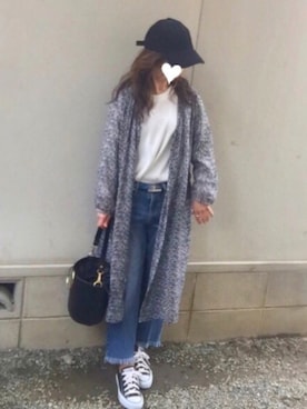 「ウエストイン」｜「アイテム（ワンピース/ドレス）」を使った、しずさん（レディース・156cm）の冬コーディネート