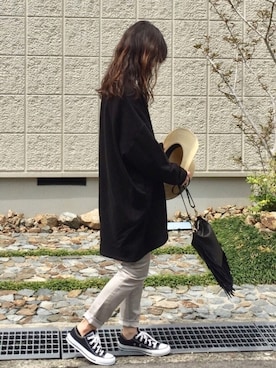 「フリンジバッグ」｜「アイテム（その他）」を使った、しずさん（レディース・156cm）の春コーディネート