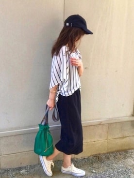 「ブラウスコーデ」｜「アイテム（キャップ）」を使った、しずさん（レディース・156cm）の夏コーディネート