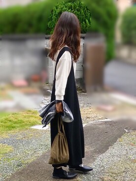 「バブーシュ」｜「アイテム（オールインワン・サロペット）」を使った、しずさん（レディース・156cm）の秋コーディネート