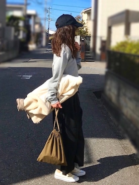 「前だけイン」｜しずさん（レディース・156cm）の冬コーディネート