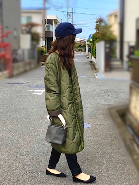 「DEVICE（デバイス）のアイテム（帽子）」を使った、しずさん（レディース・156cm）の秋コーディネート