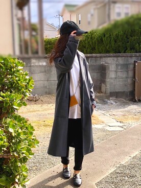 「Te chichi TERRASSE（テチチテラス）のアイテム（チェスターコート）」を使った、しずさん（レディース・156cm）の冬コーディネート