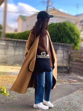 「帰省コーデ」｜「アイテム（その他アウター）」を使った、しずさん（レディース・156cm）の冬コーディネート